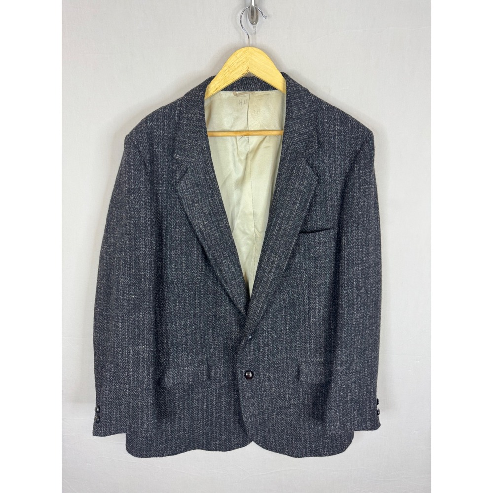 Woodward's Mens 44 Pure Virgin Wool Hand Woven Scotland Tweed Blazer Jacket Gray